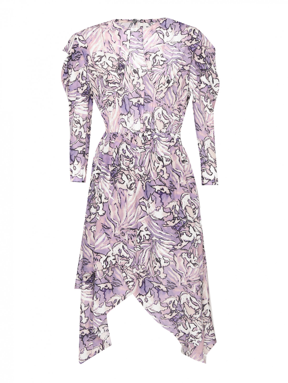 Платье-миди из шелка с узором Iro  –  Общий вид  – Цвет:  Узор