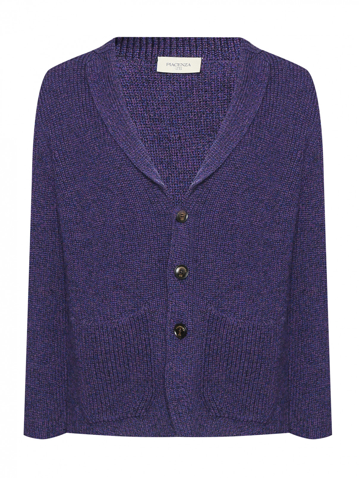 Кардиган из шерсти на пуговицах Piacenza Cashmere  –  Общий вид  – Цвет:  Фиолетовый