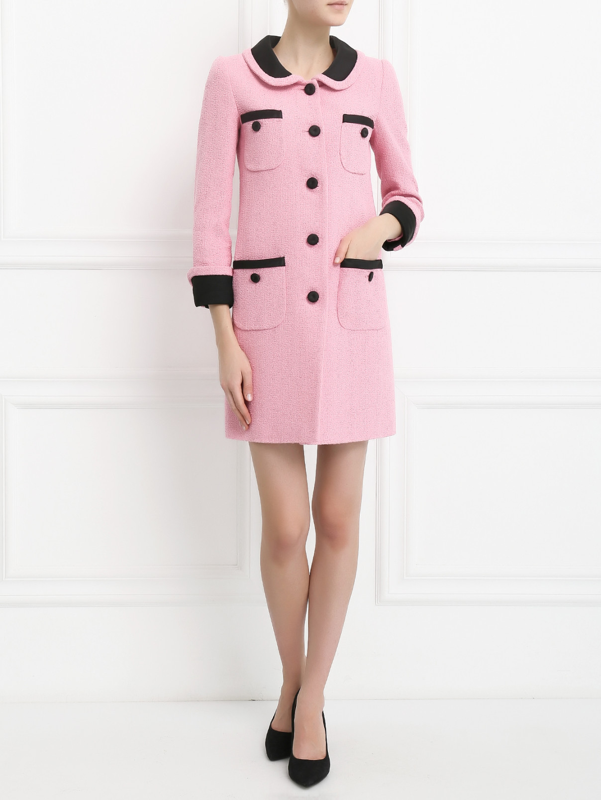 Пальто из хлопка с накладными карманами Moschino Couture  –  Модель Общий вид  – Цвет:  Розовый