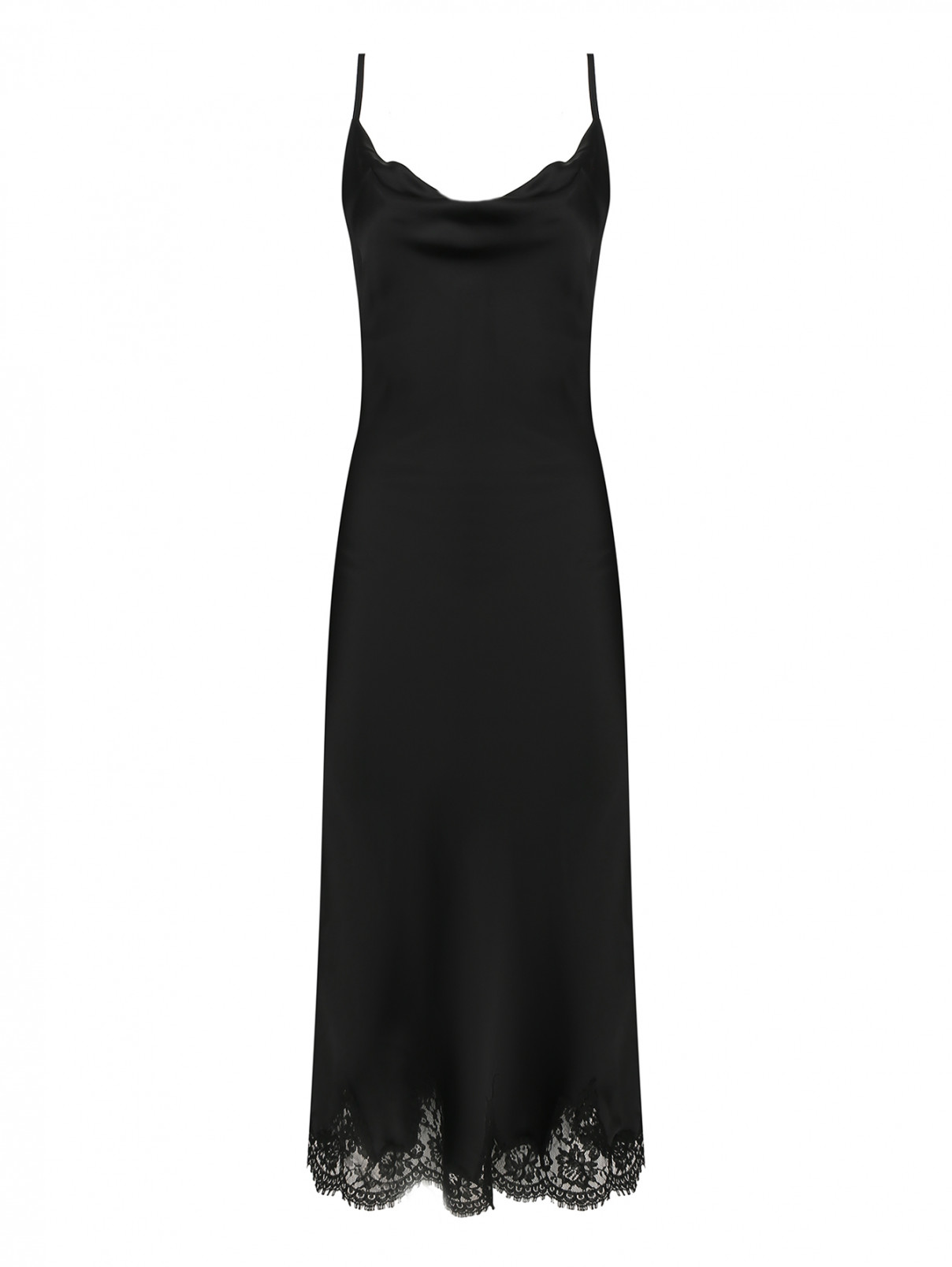Платье с открытой спиной и кружевом Ermanno Firenze  –  Общий вид  – Цвет:  Черный