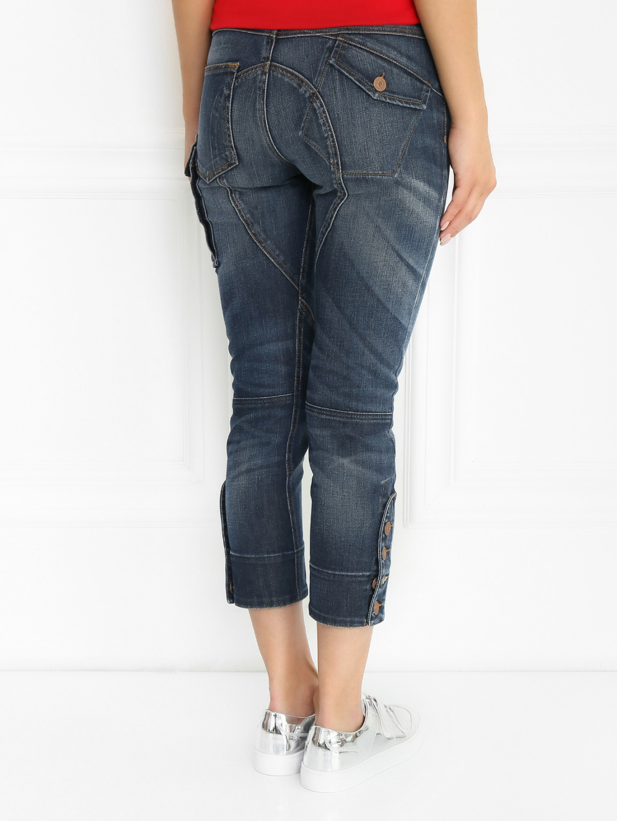 Укороченные джинсы узкого кроя MC Alexander McQueen  –  Модель Верх-Низ1  – Цвет:  Синий