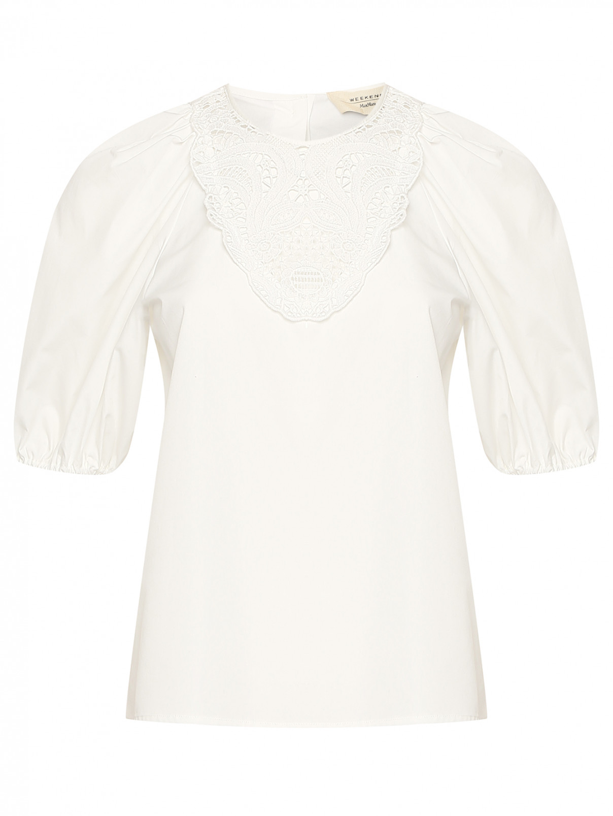 Блуза из хлопка с декоративной отделкой Weekend Max Mara  –  Общий вид  – Цвет:  Белый