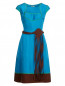 Шелковое платье с кожаным поясом Moschino  –  Общий вид