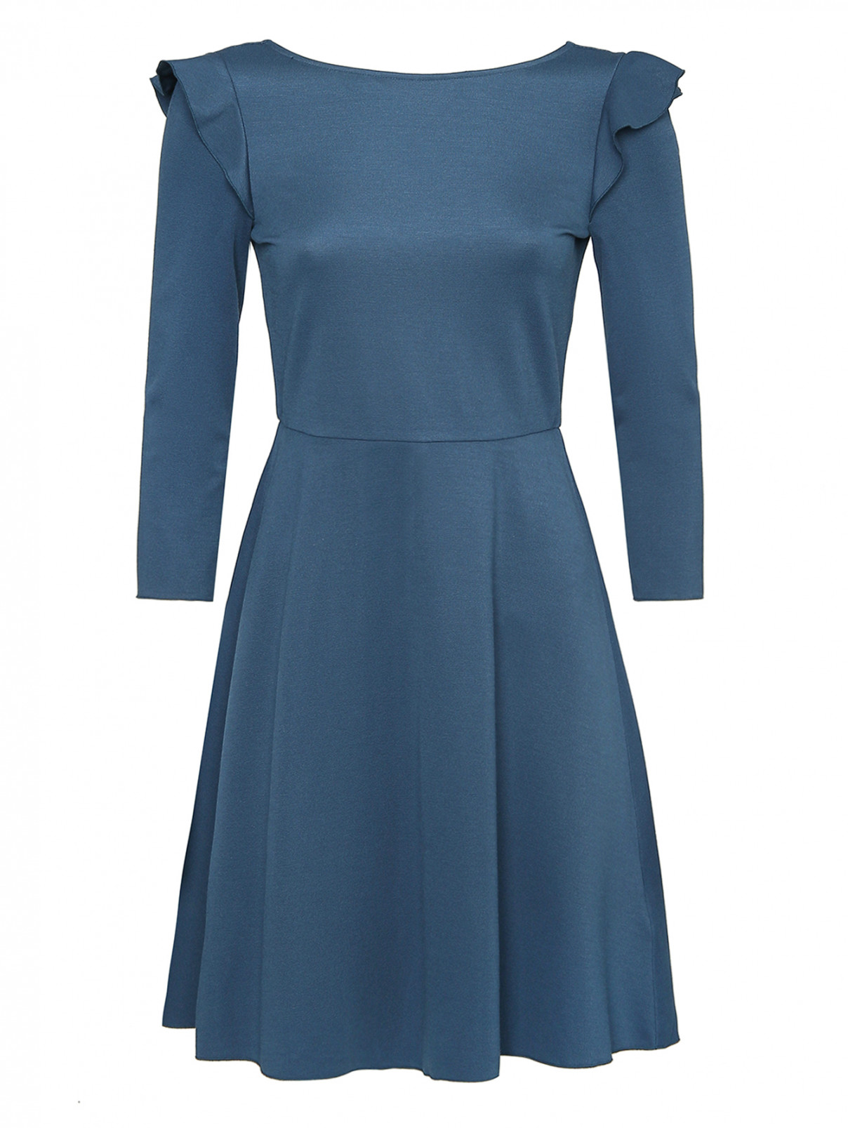 Платье-мини из смешанной вискозы Max&Co  –  Общий вид  – Цвет:  Синий