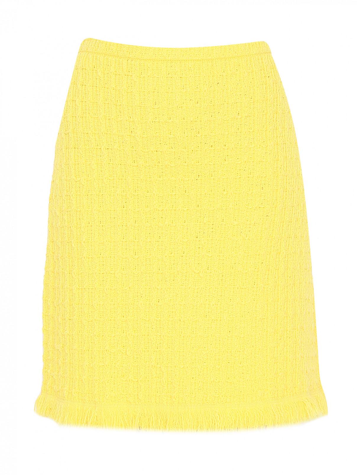 Трикотажная юбка с бахромой Luisa Spagnoli  –  Общий вид  – Цвет:  Желтый