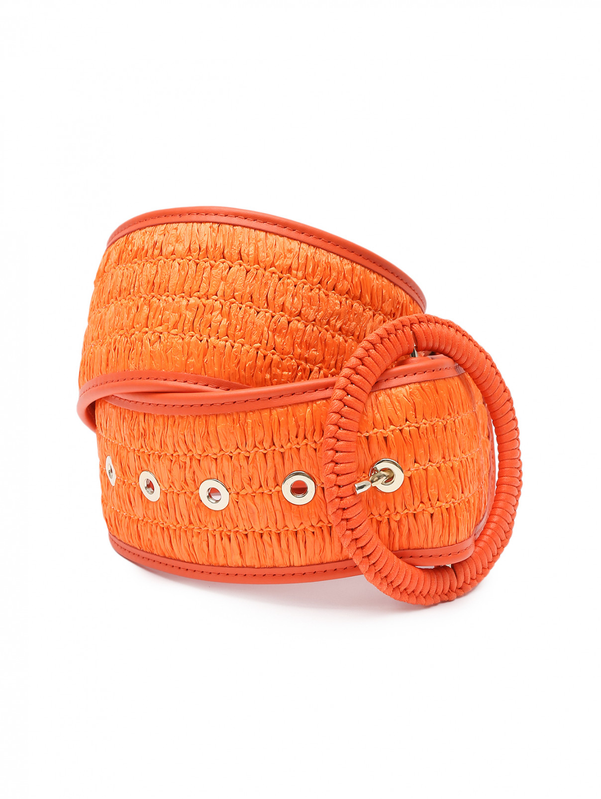 Широкий ремень с круглой пряжкой Luisa Spagnoli  –  Общий вид  – Цвет:  Оранжевый