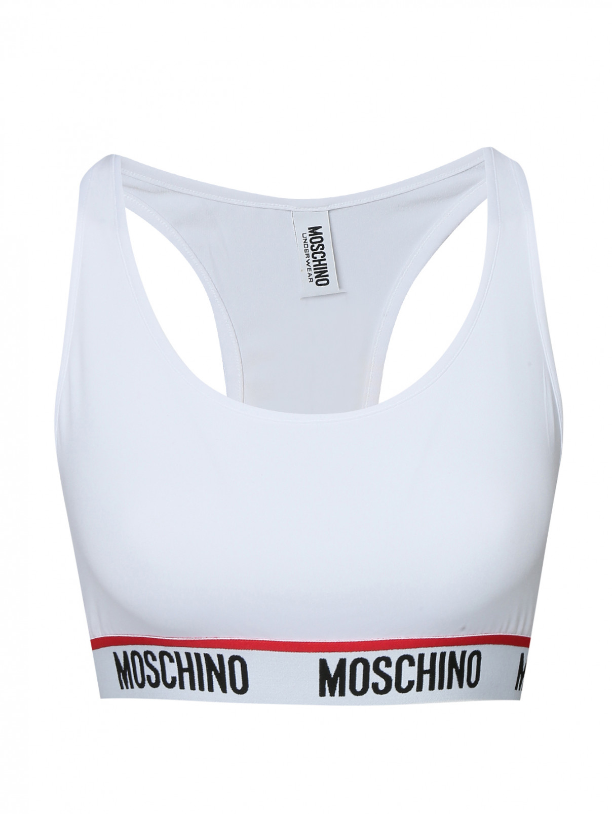 Кроп-топ с контрастной отделкой Moschino Underwear  –  Общий вид  – Цвет:  Белый