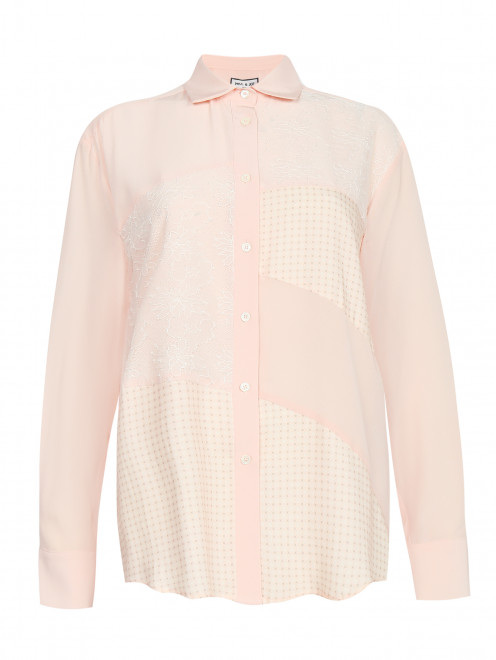 Блуза из шелка с узором и кружевом - Общий вид