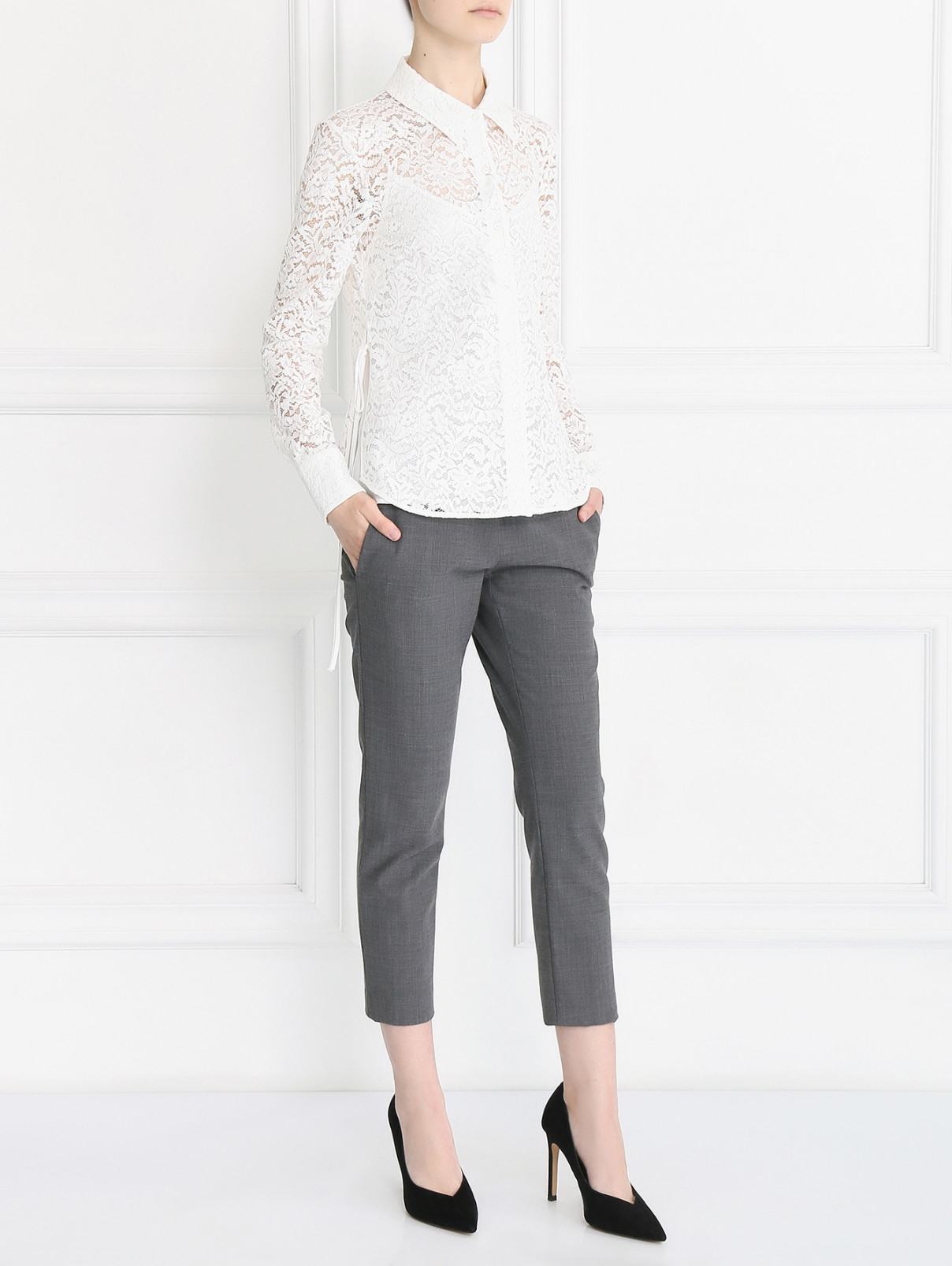 Кружевная блуза из хлопка Max Mara  –  Модель Общий вид  – Цвет:  Белый