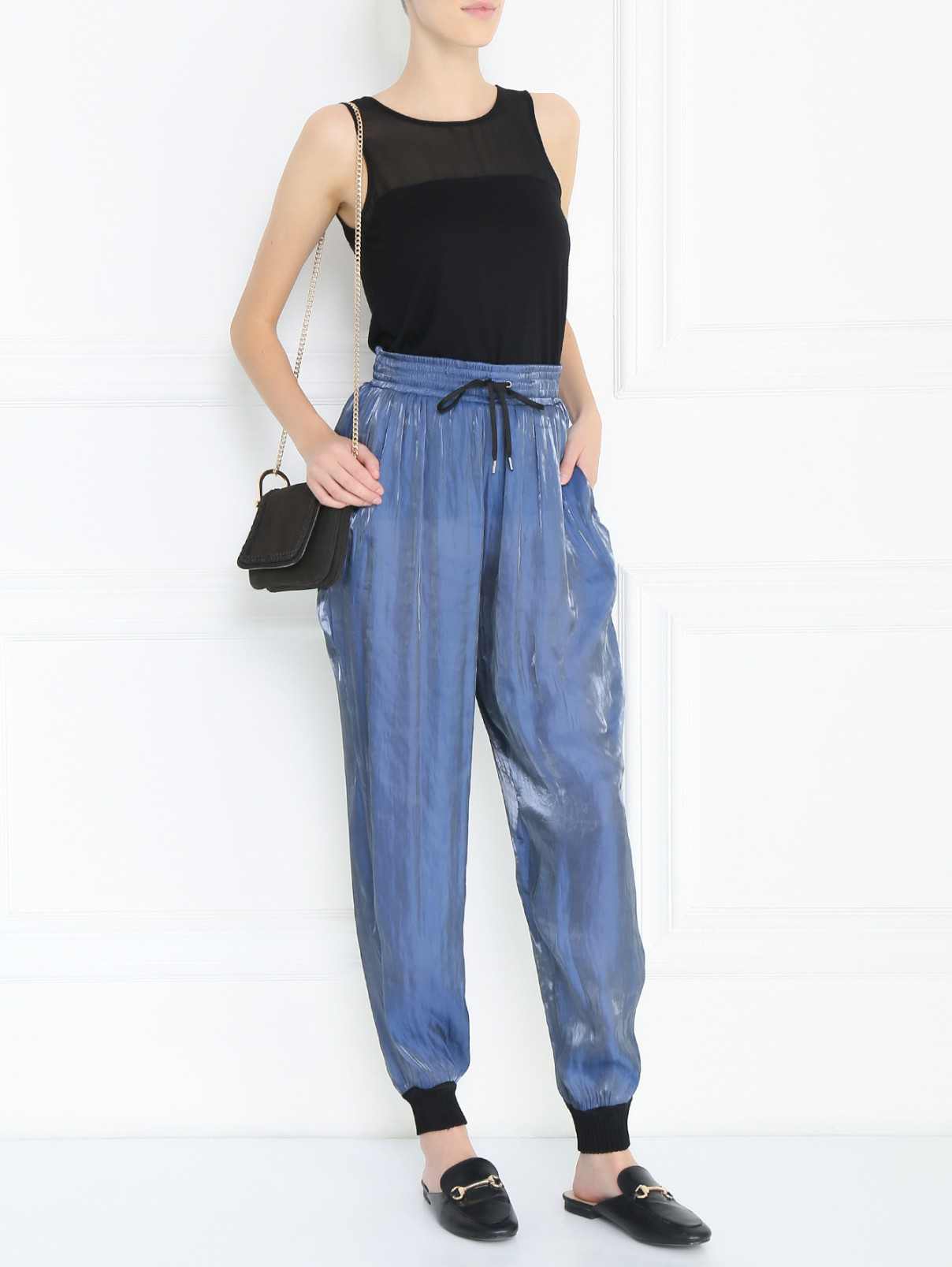 Брюки свободного кроя на резинке с карманами Jean Paul Gaultier  –  Модель Общий вид  – Цвет:  Синий