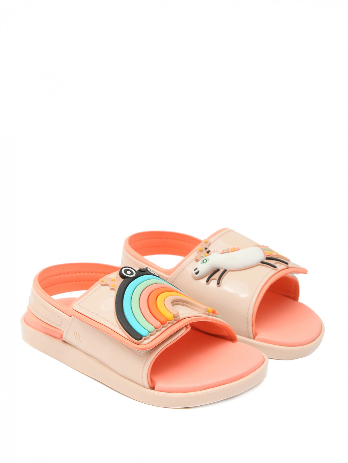 Сандалии на липучках с декором Melissa  –  Общий вид  – Цвет:  Розовый