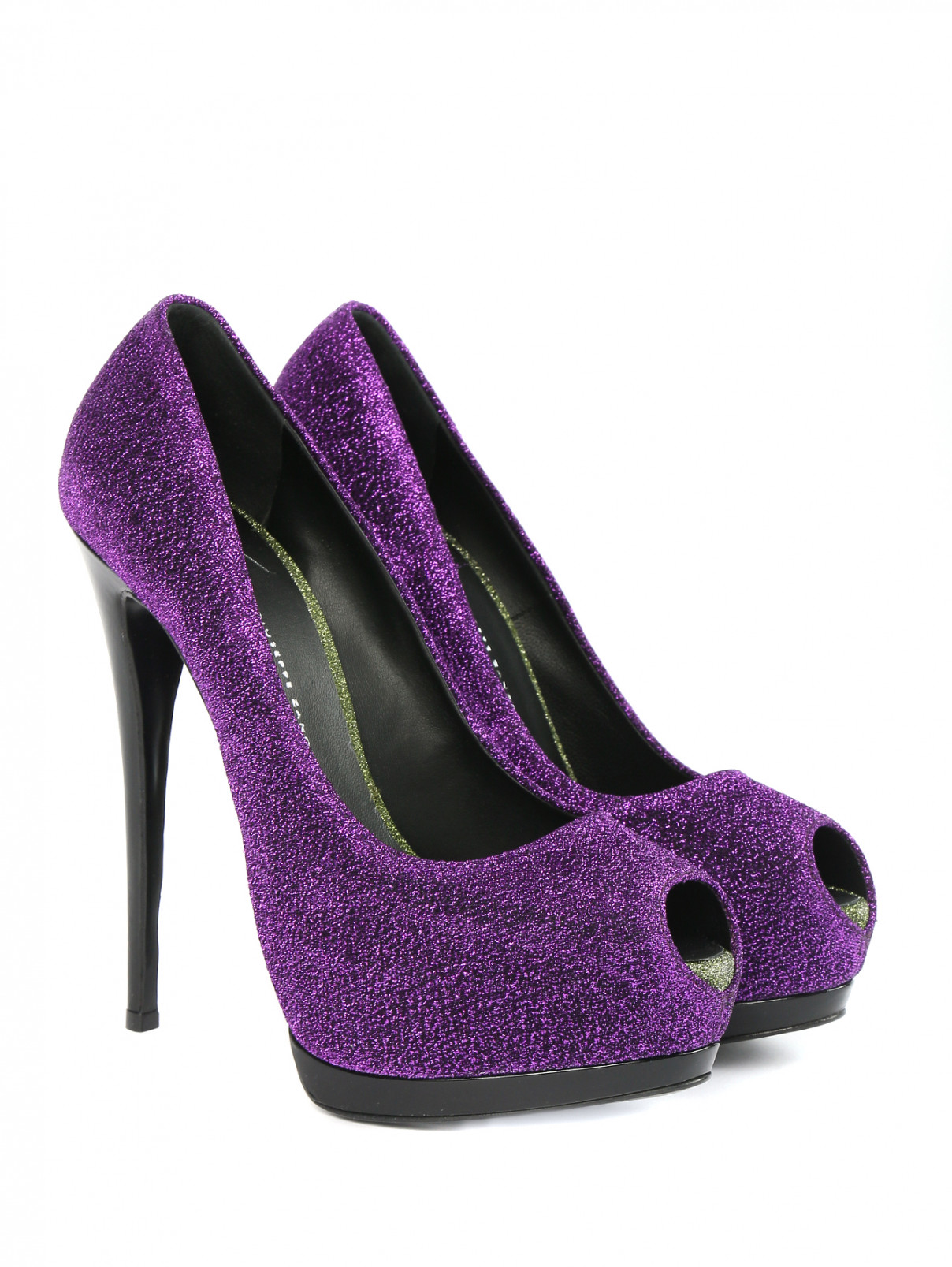 Туфли из кожи на высоком каблуке с добавлением люрекса Giuseppe Zanotti  –  Общий вид  – Цвет:  Фиолетовый