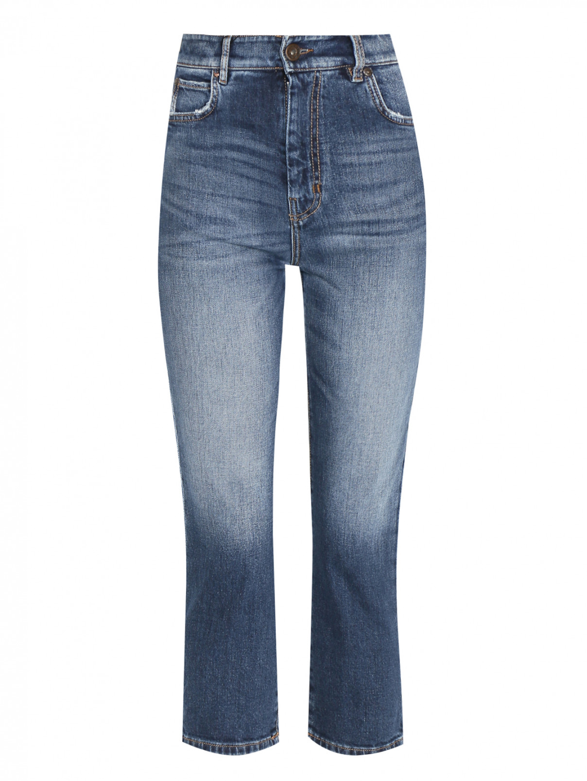 Укороченные джинсы из хлопка с высокой посадкой Weekend Max Mara  –  Общий вид  – Цвет:  Синий