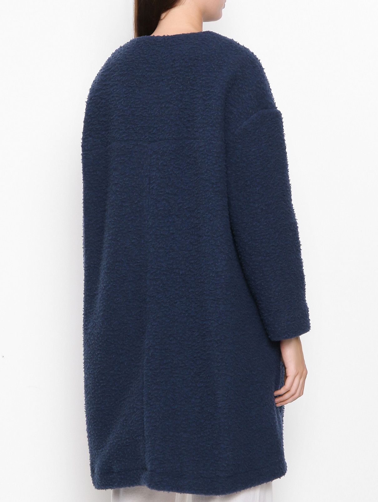 Однобортное пальто из смешанной шерсти Max Mara  –  МодельВерхНиз1  – Цвет:  Синий
