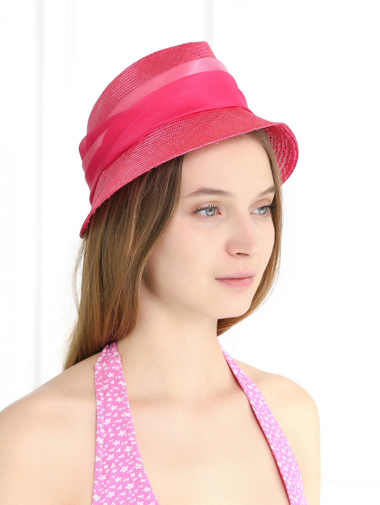Шляпа из вискозы с шелковой лентой Armani Collezioni  –  Модель Общий вид  – Цвет:  Розовый