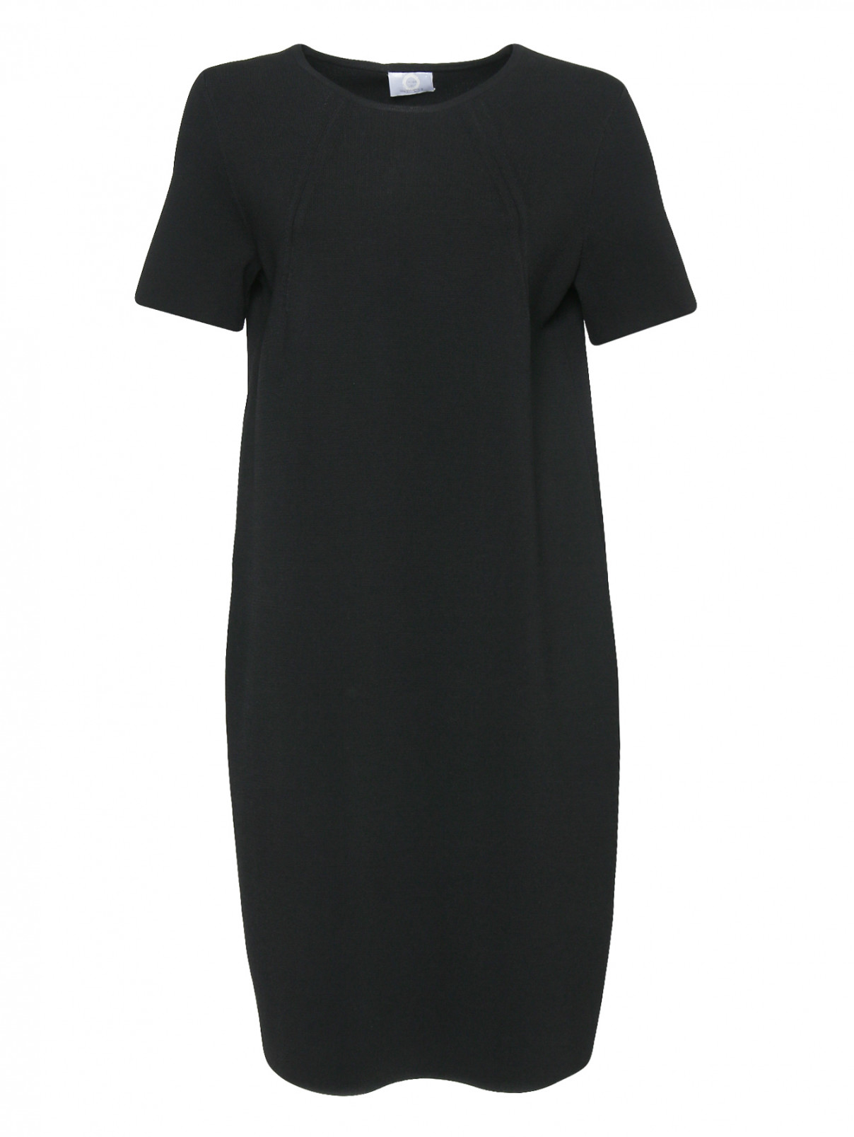 Платье из плотного трикотажа с короткими рукавами Marina Rinaldi  –  Общий вид  – Цвет:  Черный