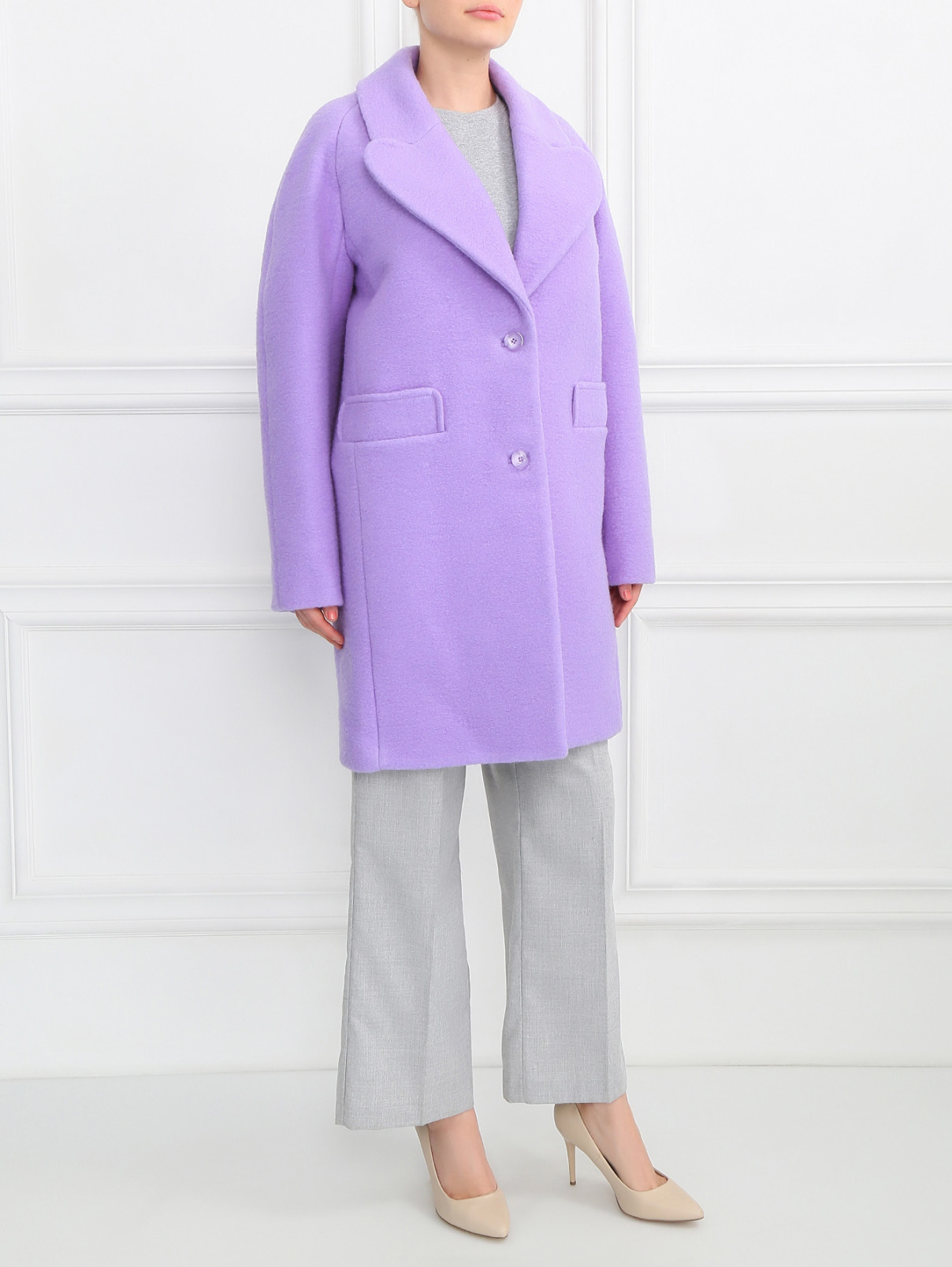 Пальто из шерсти Carven  –  Модель Общий вид  – Цвет:  Фиолетовый