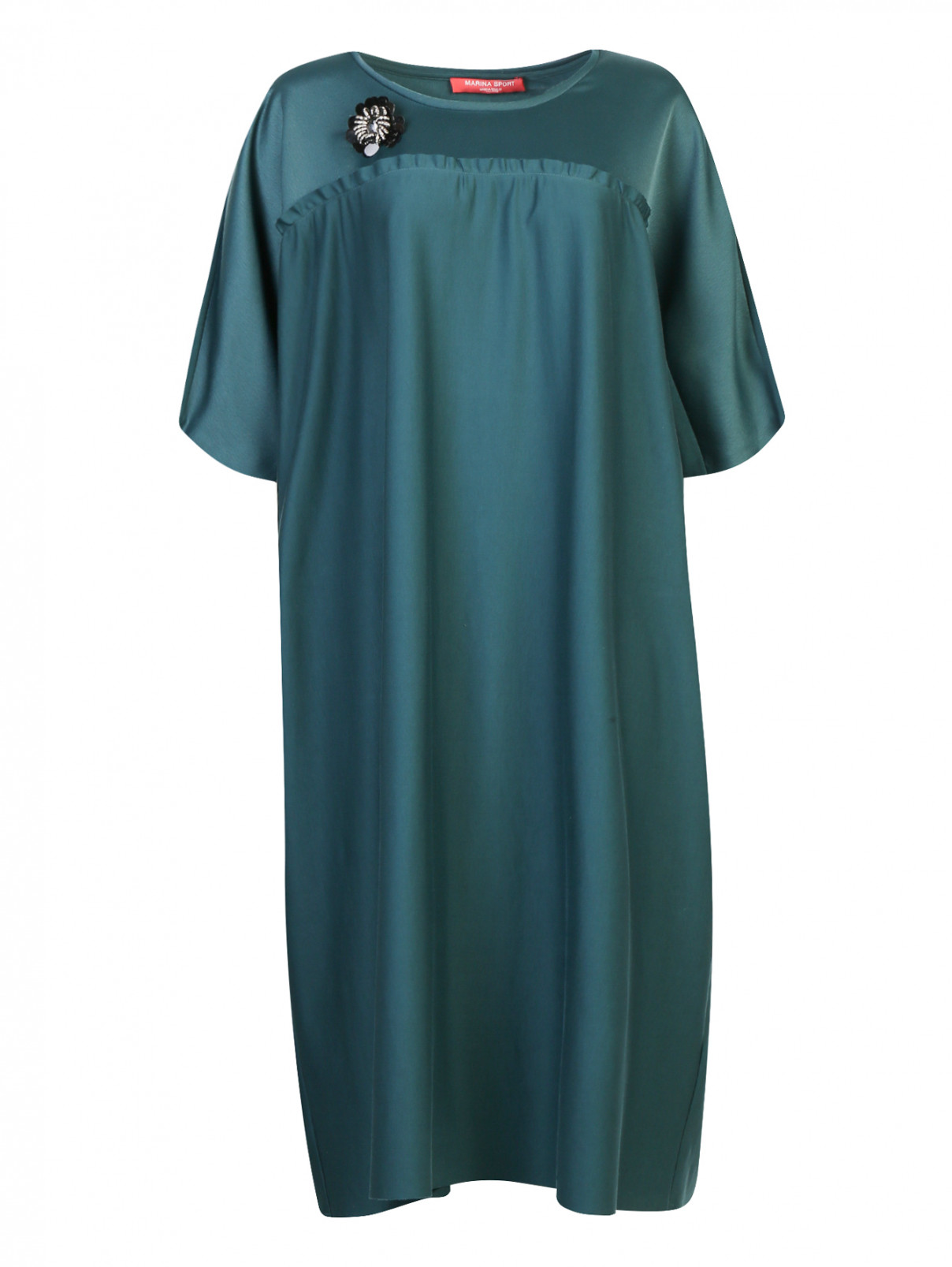 Платье свободного кроя с короткими рукавами Marina Rinaldi  –  Общий вид  – Цвет:  Зеленый