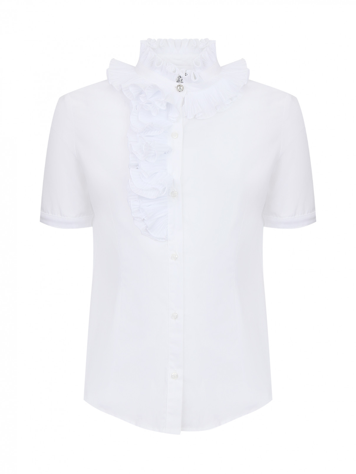 Хлопковая блуза с коротким рукавом Aletta Couture  –  Общий вид  – Цвет:  Белый