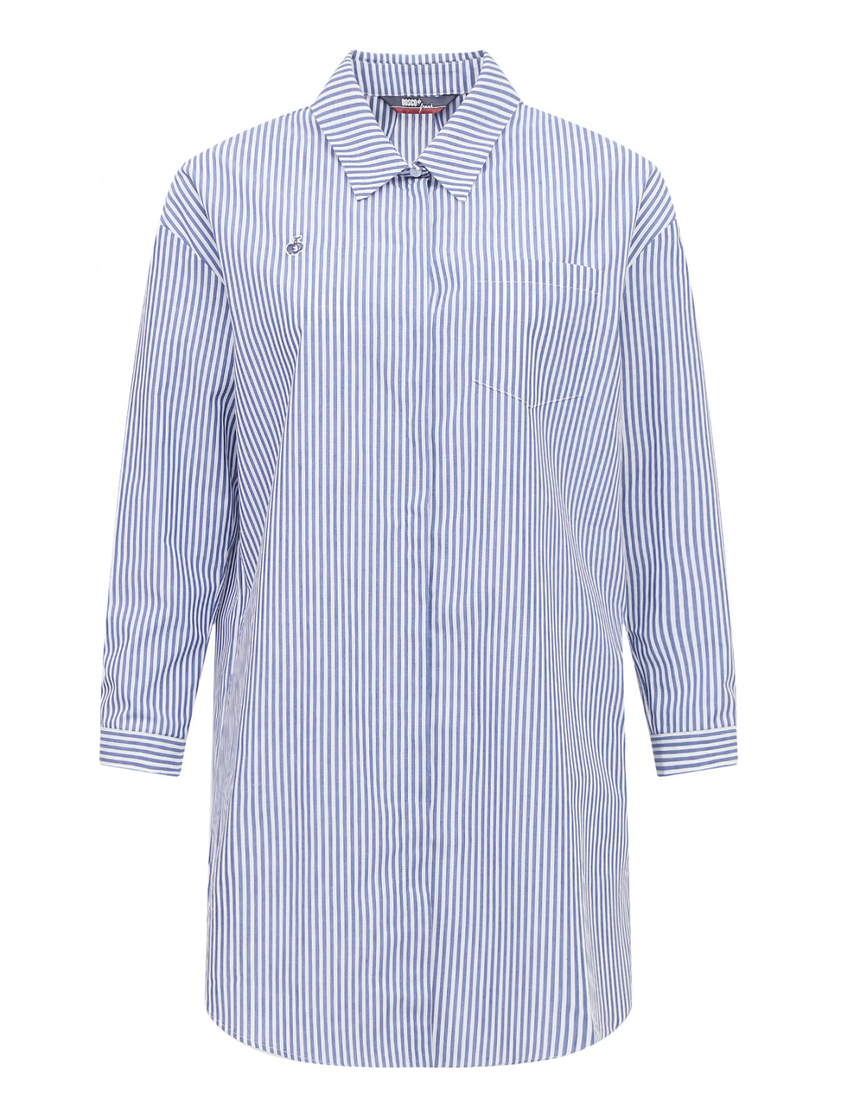 Блуза из хлопка с узором "полоска" BOSCO  –  Общий вид  – Цвет:  Синий