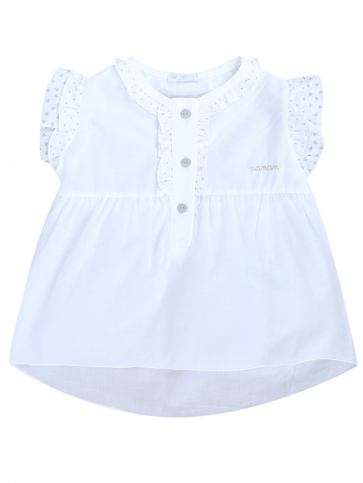 Блуза из хлопка с декоративной отделкой Nanan  –  Общий вид  – Цвет:  Белый