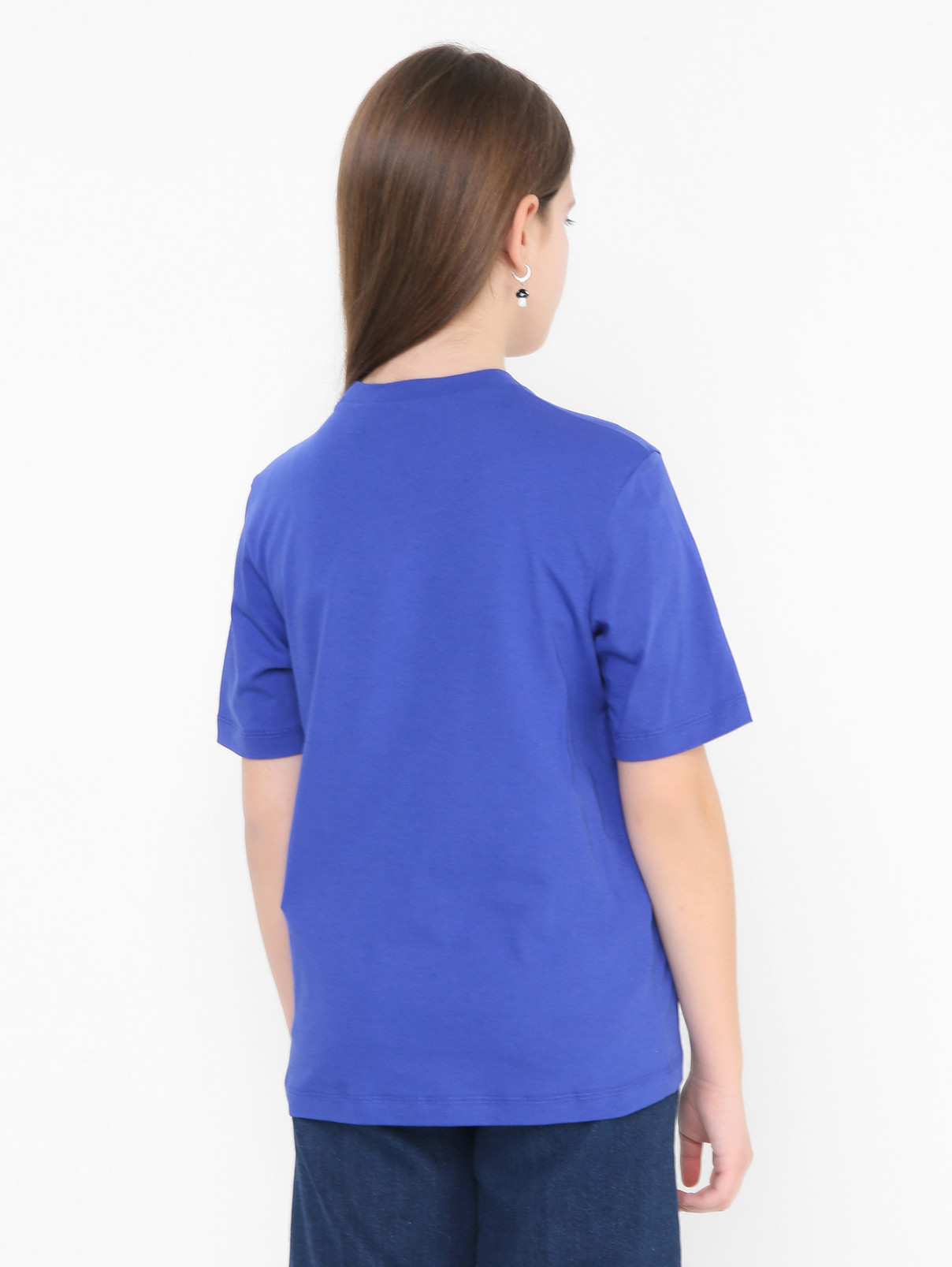 Хлопковая футболка с пайетками Marni  –  МодельВерхНиз1  – Цвет:  Синий