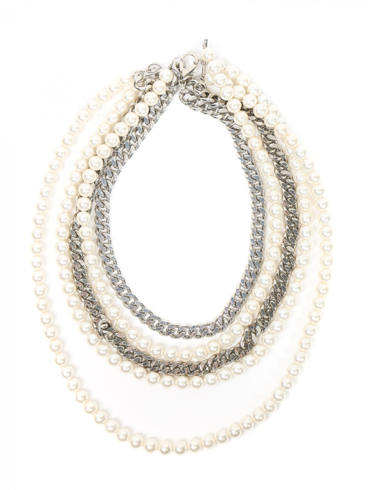 Колье из металла и жемчуга Moschino Couture  –  Общий вид  – Цвет:  Белый