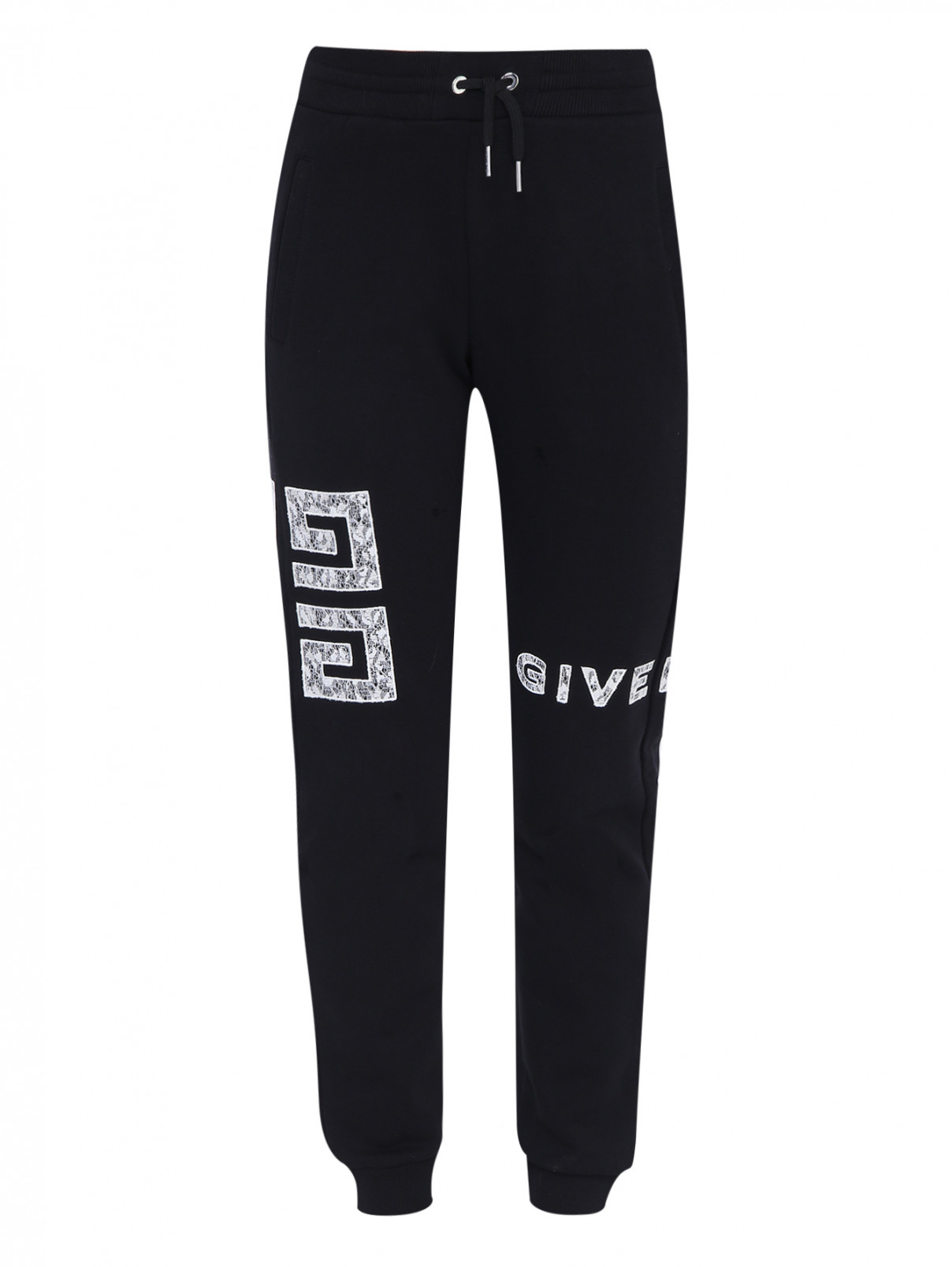 Трикотажные брюки с аппликацией Givenchy  –  Общий вид  – Цвет:  Черный