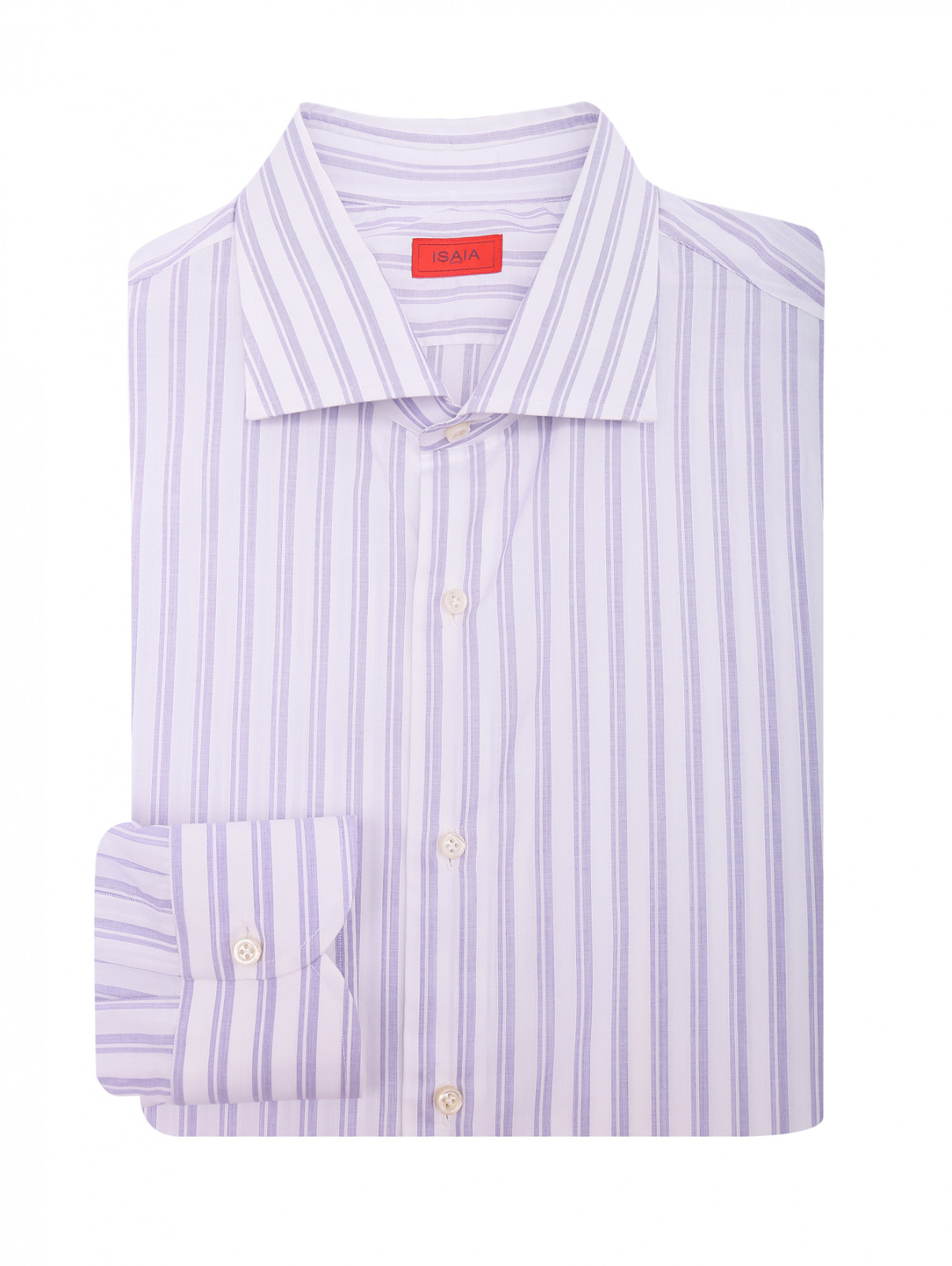 Рубашка из хлопка с узором полоска Isaia  –  Общий вид  – Цвет:  Узор