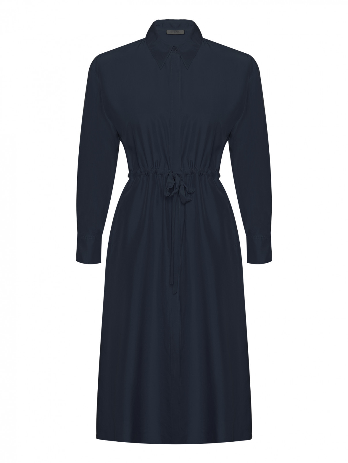 Платье-миди из шелка Dorothee Schumacher  –  Общий вид  – Цвет:  Синий