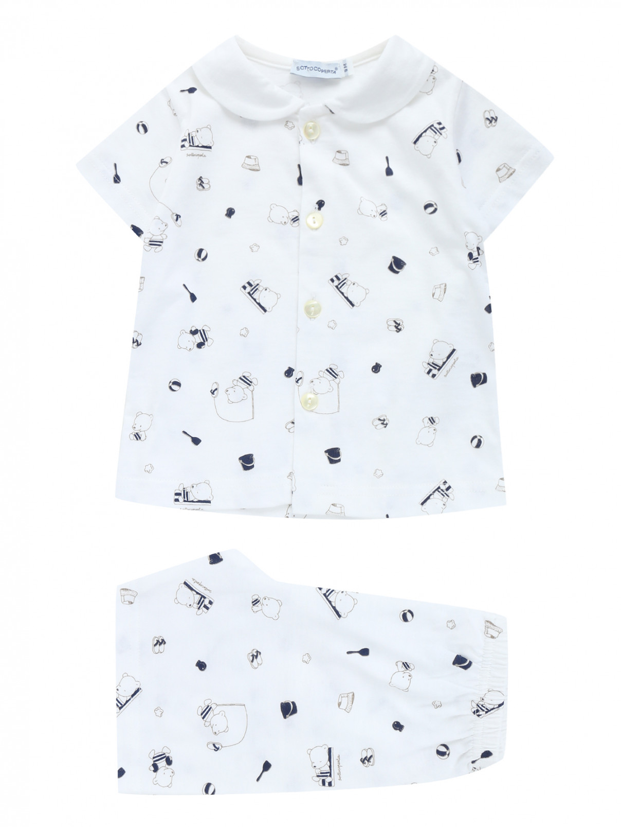 Пижама из хлопка с узором SOTTOCOPERTA  –  Общий вид  – Цвет:  Белый