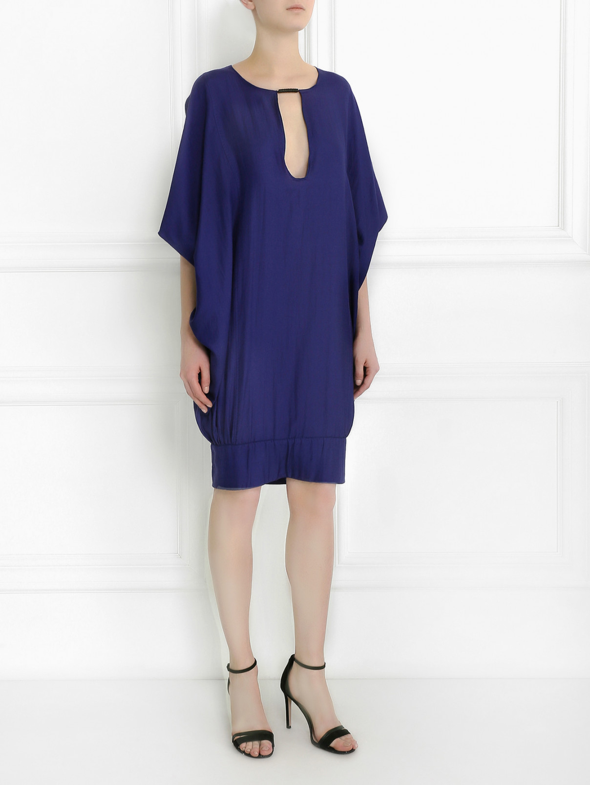 Платье из хлопка и шелка свободного кроя Costume National  –  Модель Общий вид  – Цвет:  Фиолетовый