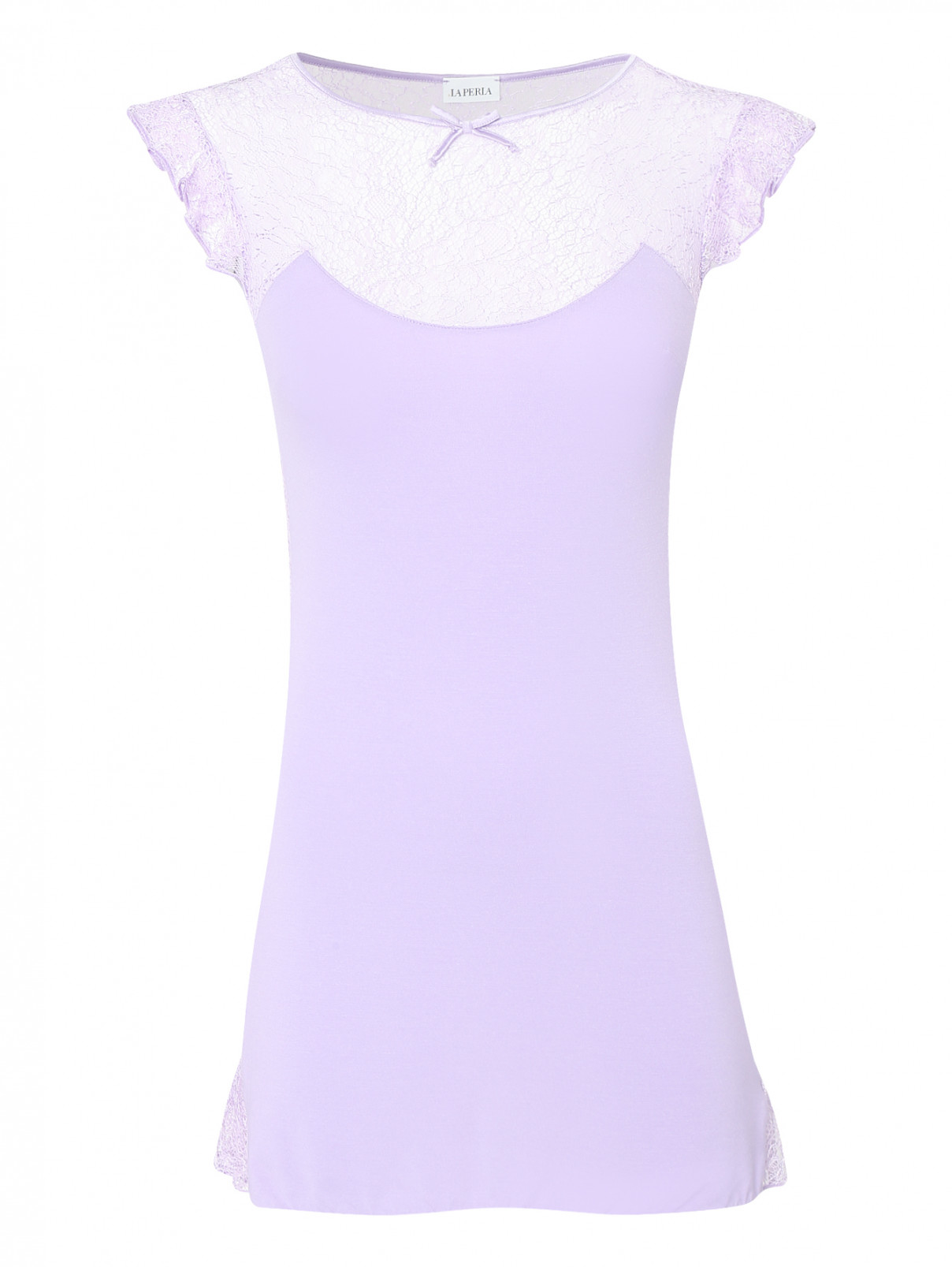 Туника с кружевной отделкой La Perla  –  Общий вид  – Цвет:  Фиолетовый