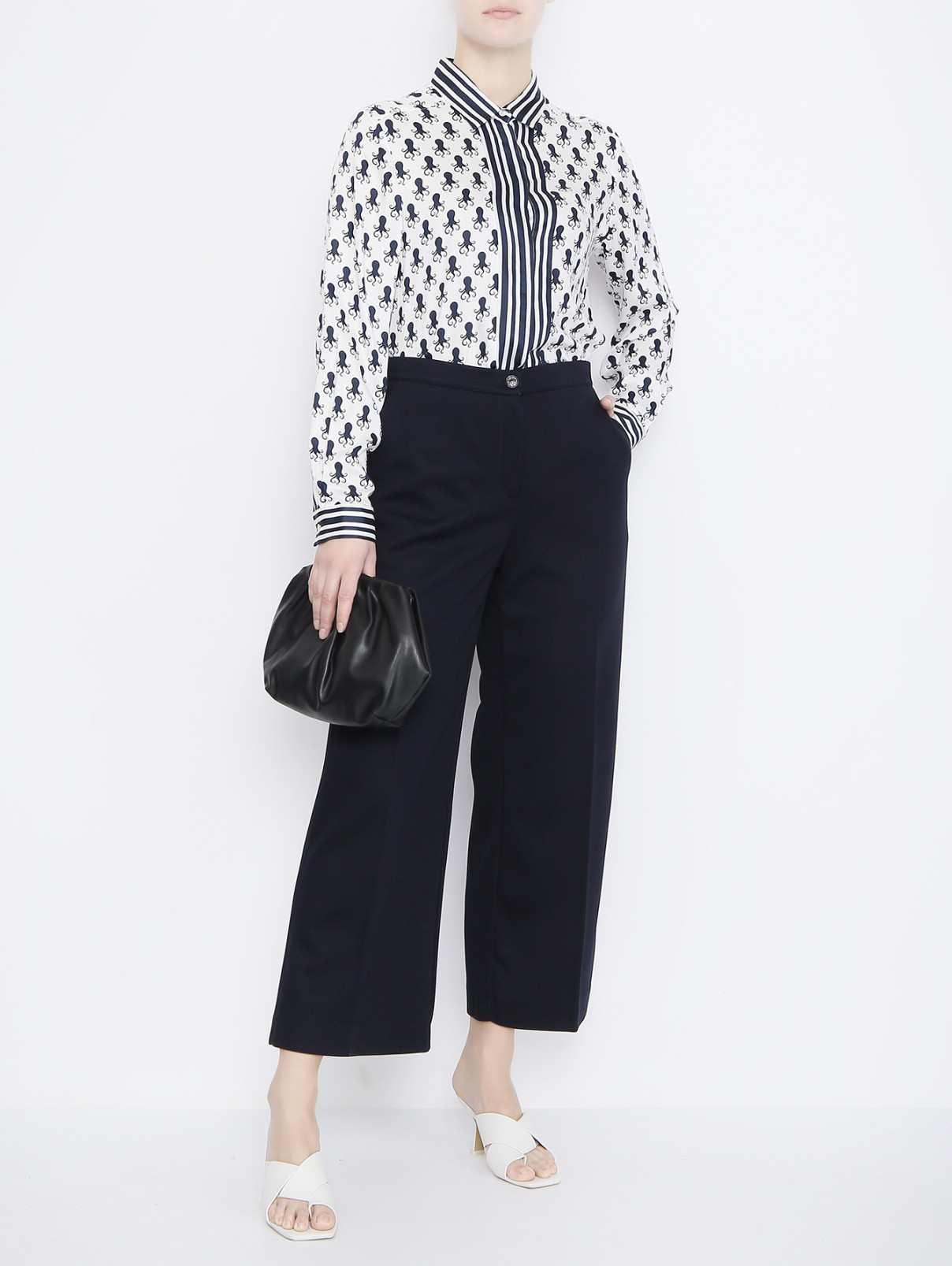 Трикотажные брюки с карманами Marina Rinaldi  –  МодельОбщийВид  – Цвет:  Синий