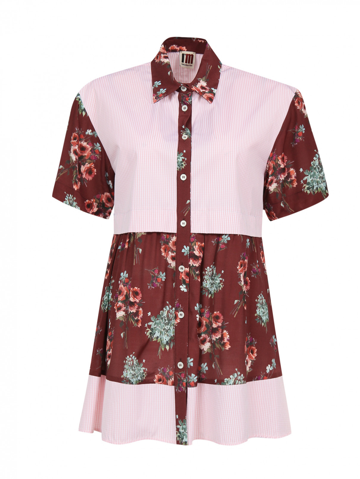Блуза из хлопка и вискозы с контрастными вставками I'M Isola Marras  –  Общий вид  – Цвет:  Узор