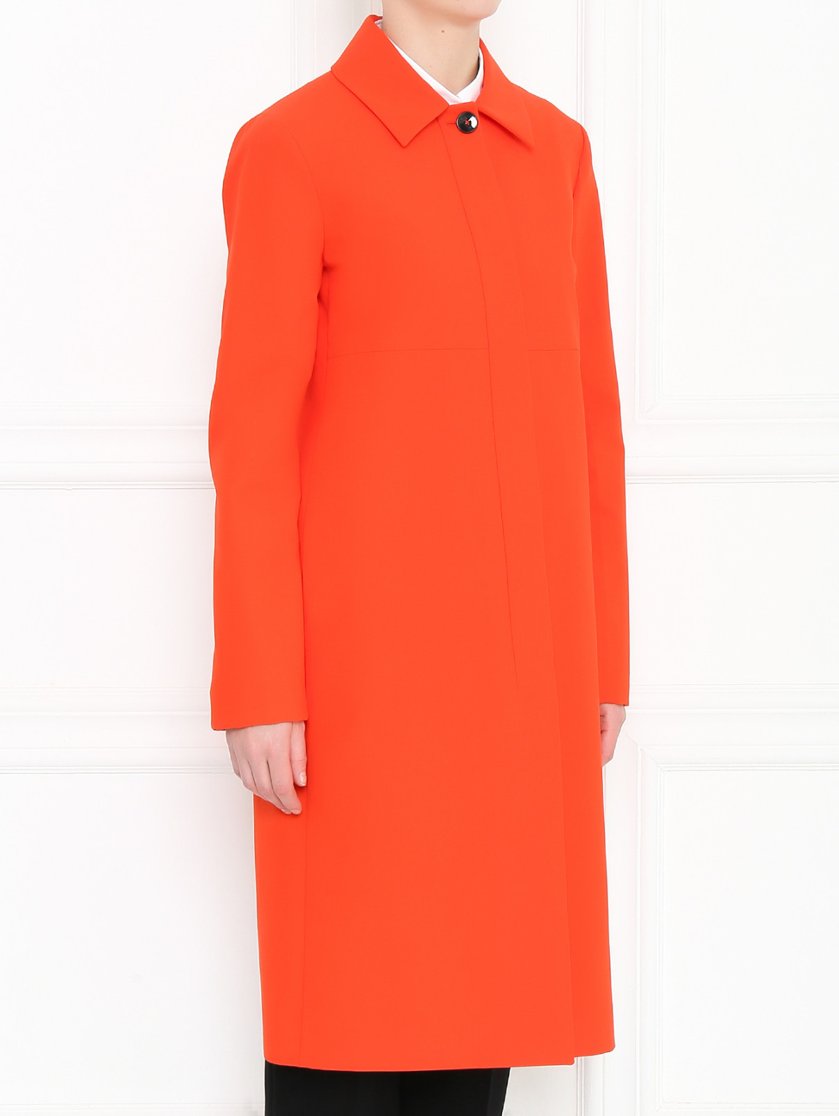 Пальто из хлопка прямого кроя Jil Sander  –  МодельВерхНиз  – Цвет:  Красный
