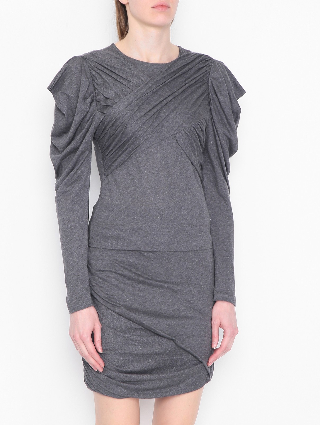 Трикотажная блуза из хлопка Iro  –  МодельВерхНиз  – Цвет:  Серый