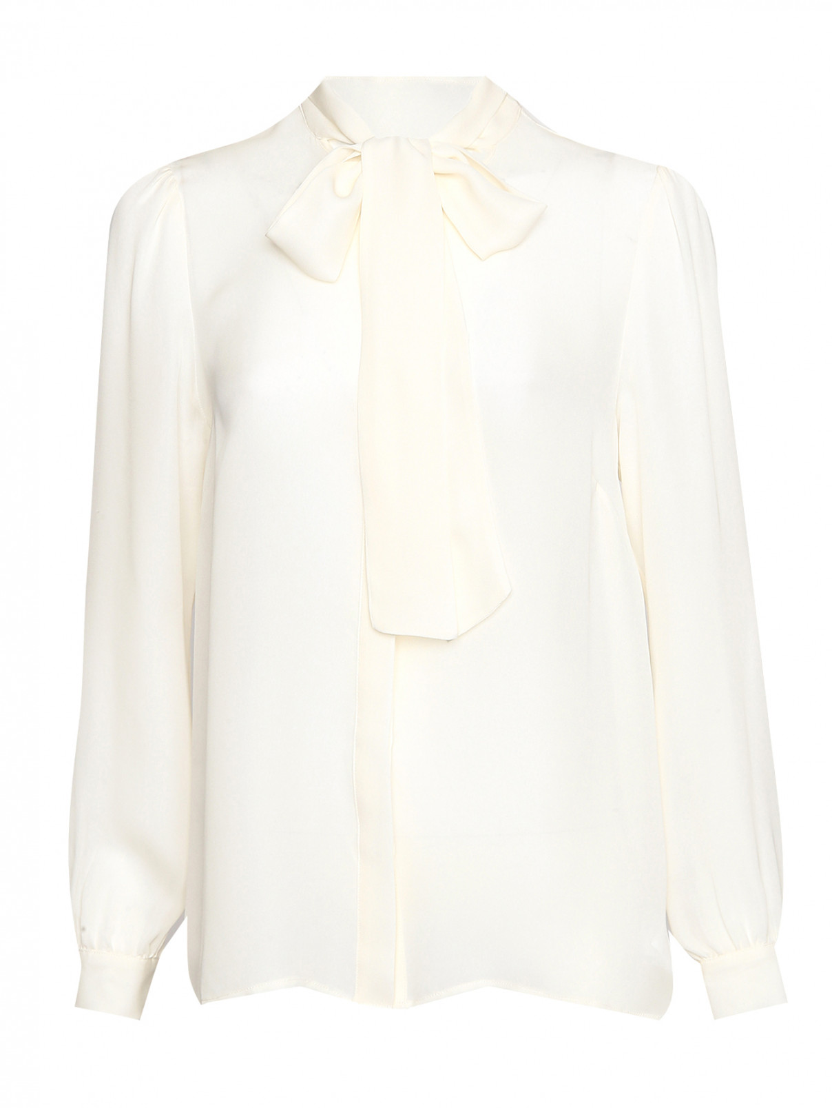 Блуза из шелка с бантом Michael by Michael Kors  –  Общий вид  – Цвет:  Белый