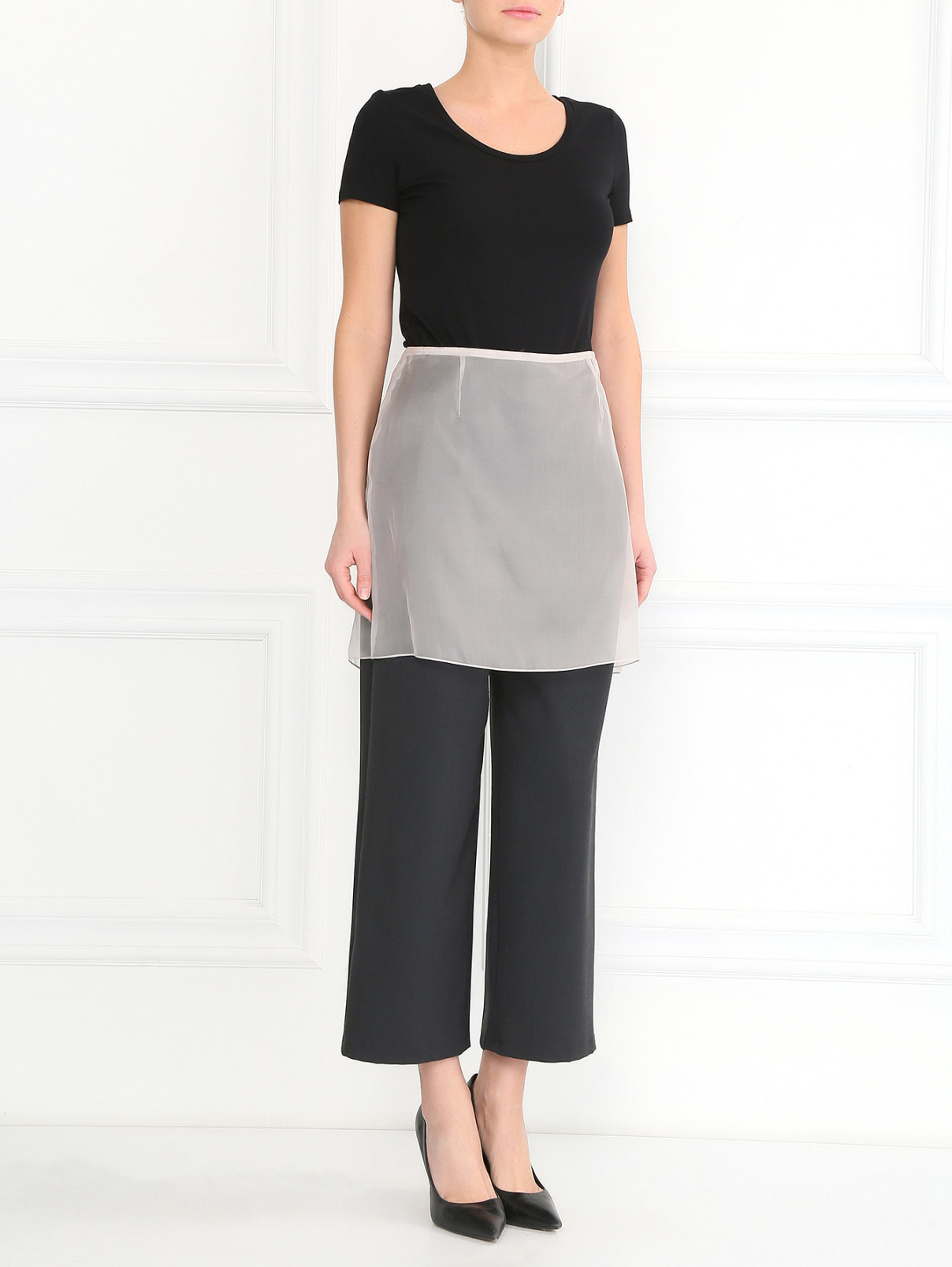 Прозрачная юбка-мини из шелка A La Russe  –  Модель Общий вид  – Цвет:  Белый