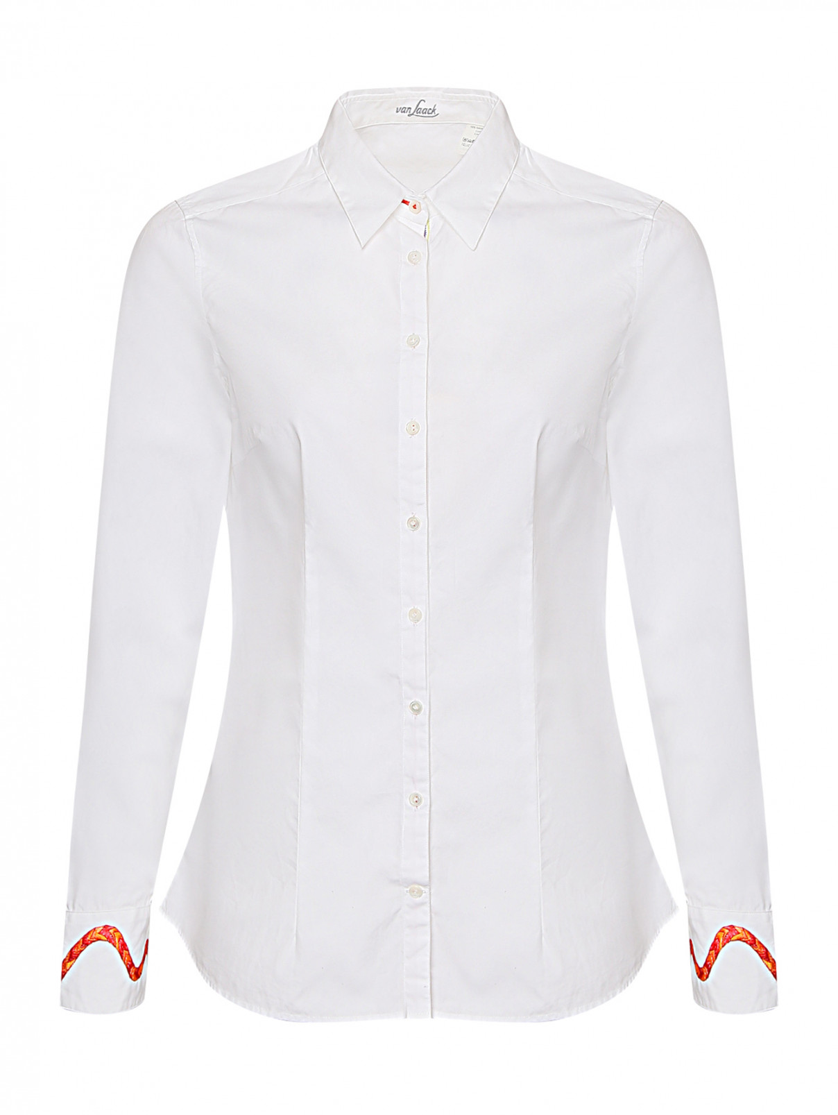 Рубашка из хлопка с вышивкой на манжетах Van Laack  –  Общий вид  – Цвет:  Белый