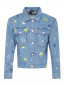 Джинсовая куртка из хлопка с вышивками Love Moschino  –  Общий вид