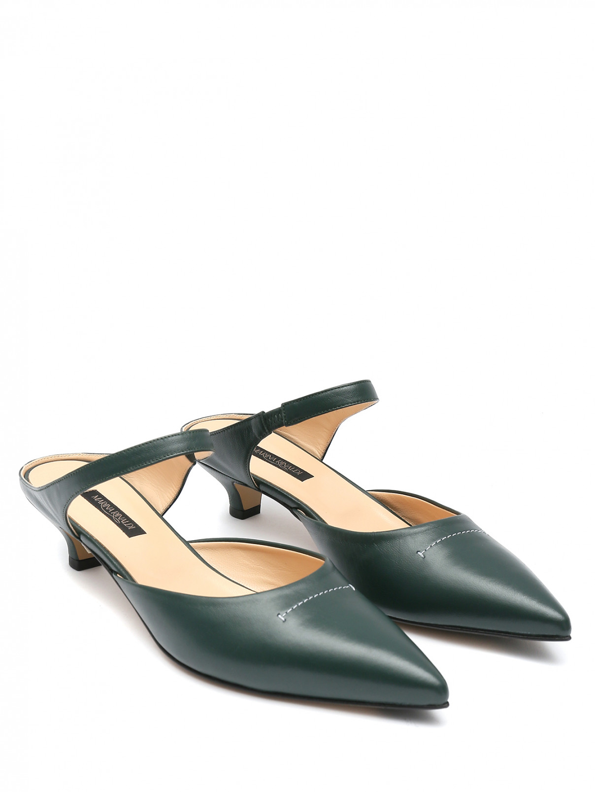 Туфли из кожи на низком каблуке Marina Rinaldi  –  Общий вид  – Цвет:  Зеленый