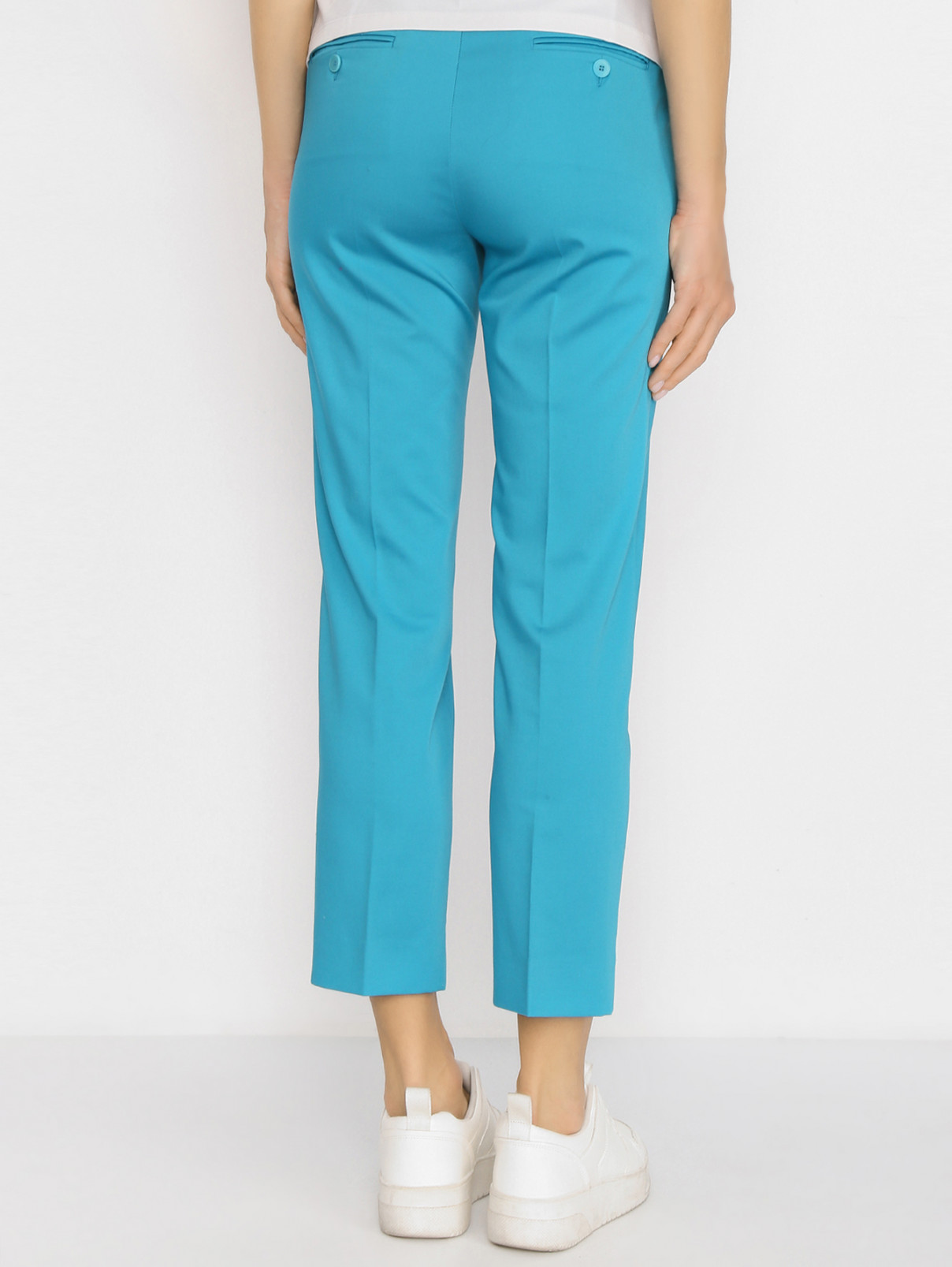 Брюки из хлопка прямого кроя с карманами Weekend Max Mara  –  МодельВерхНиз1  – Цвет:  Синий