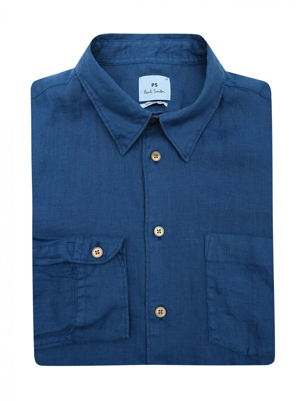 Рубашка из льна Paul Smith  –  Общий вид  – Цвет:  Синий