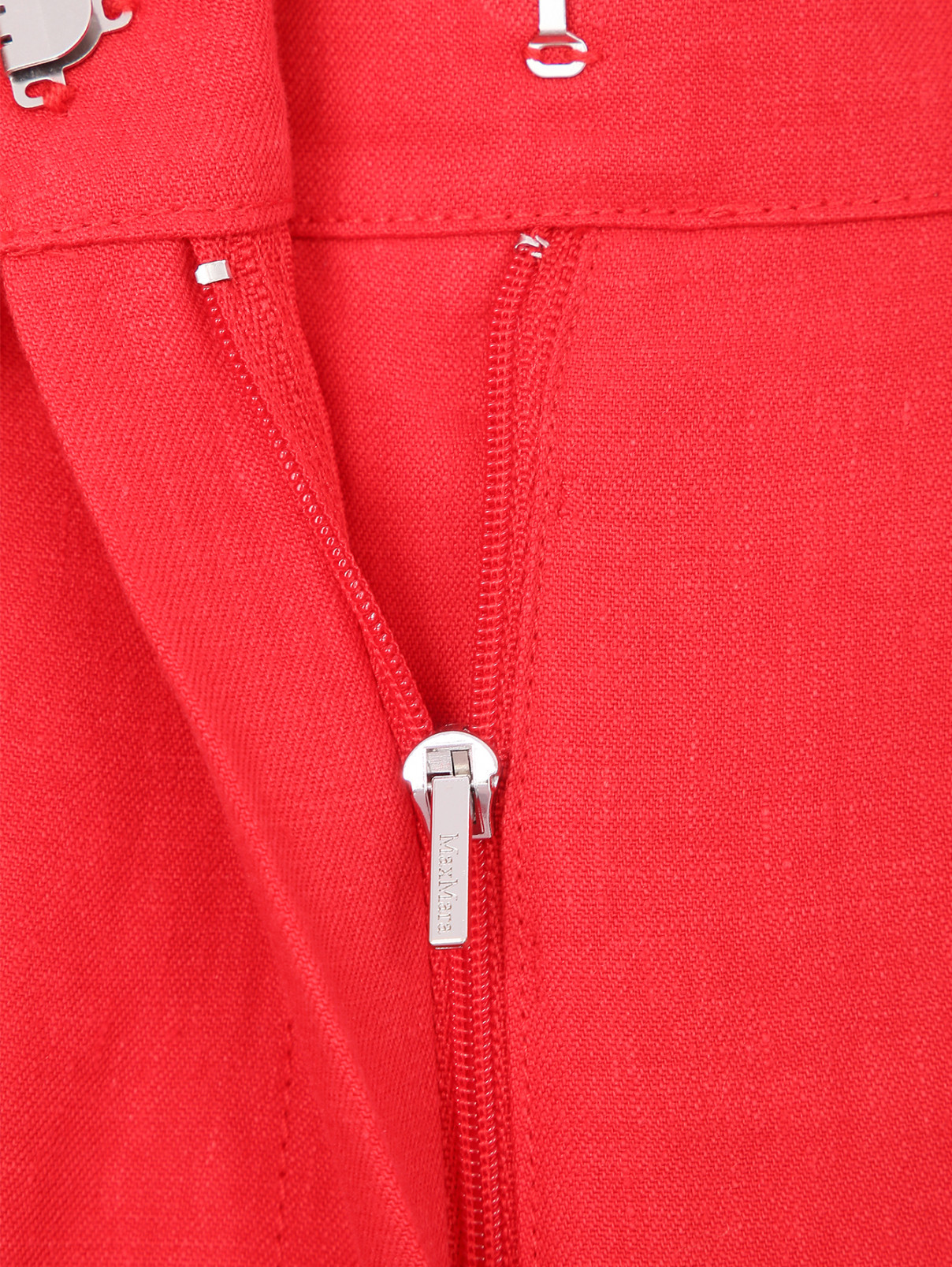 Брюки из льна Max Mara  –  Деталь  – Цвет:  Красный