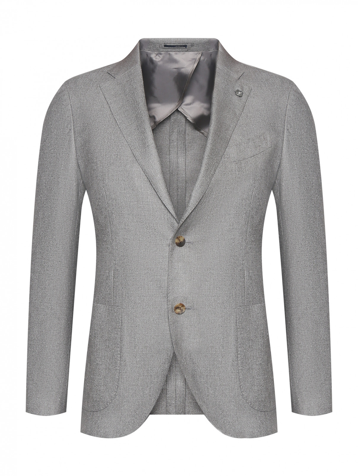 Пиджак из шелка и кашемира с карманами LARDINI  –  Общий вид  – Цвет:  Серый