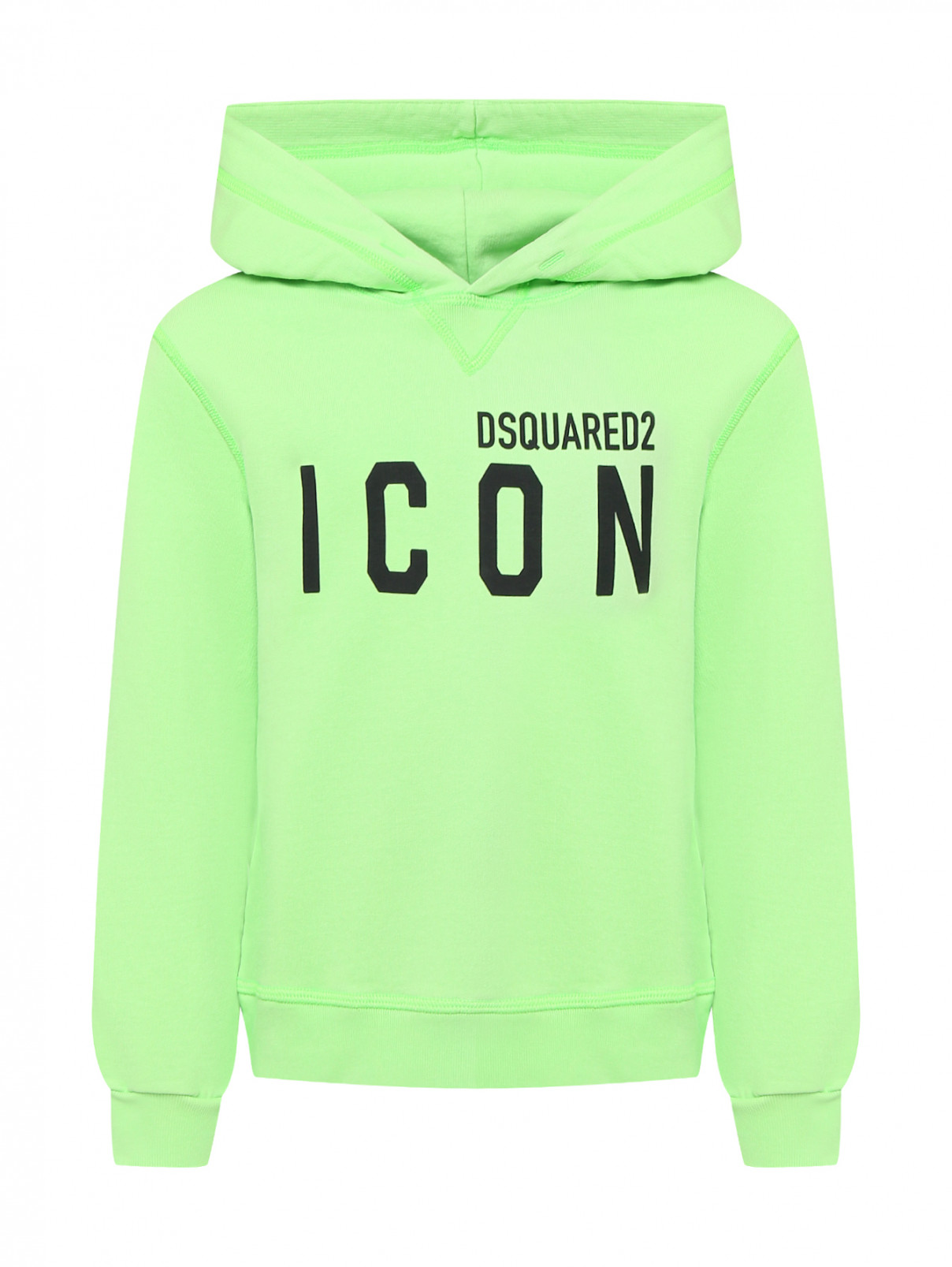 Толстовка из хлопка с капюшоном Dsquared2  –  Общий вид  – Цвет:  Зеленый