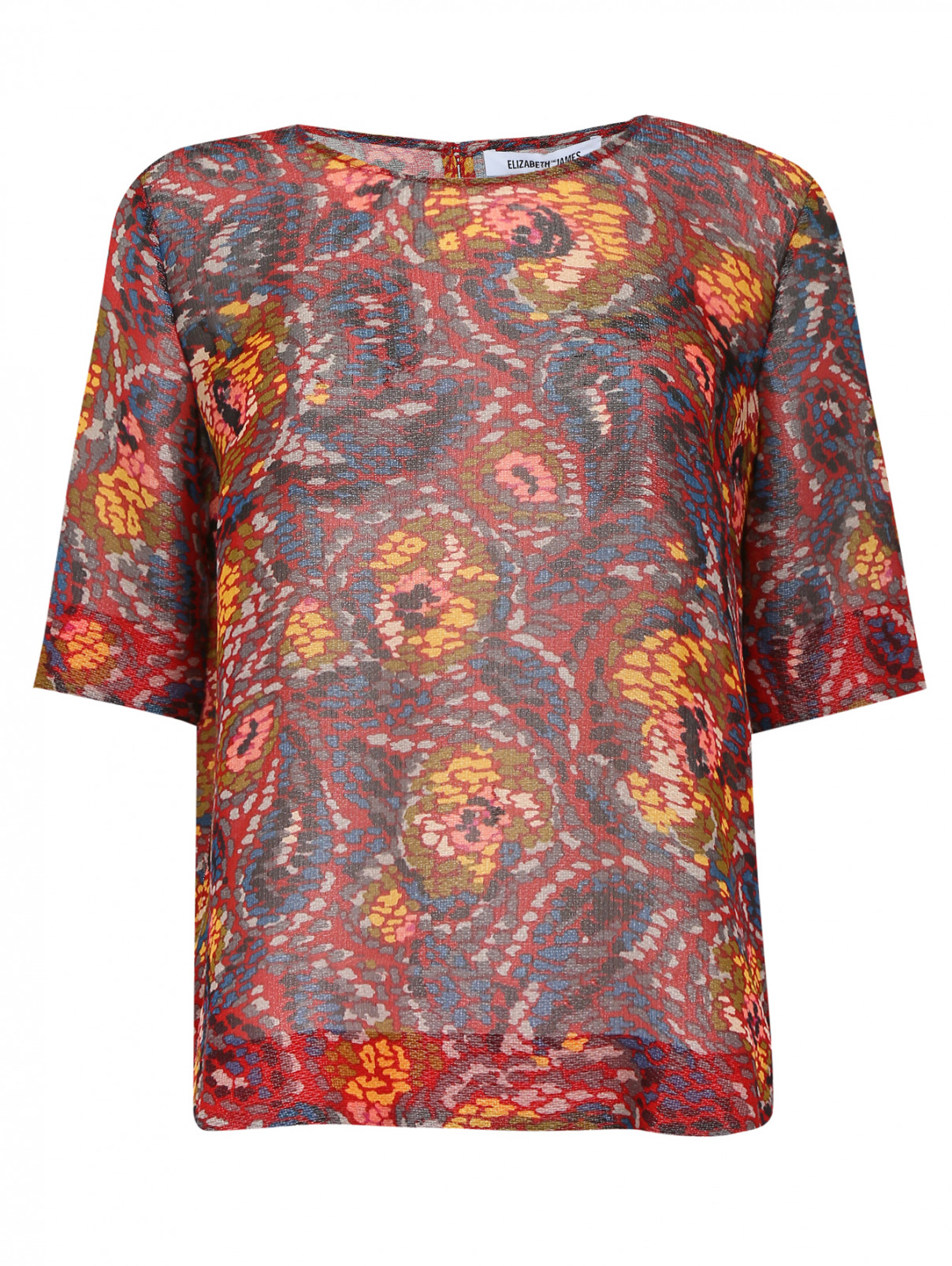 Блуза из смешанного шелка с узором Elizabeth & James  –  Общий вид  – Цвет:  Мультиколор