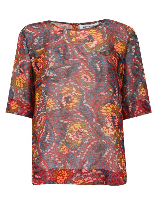 Блуза из смешанного шелка с узором - Общий вид