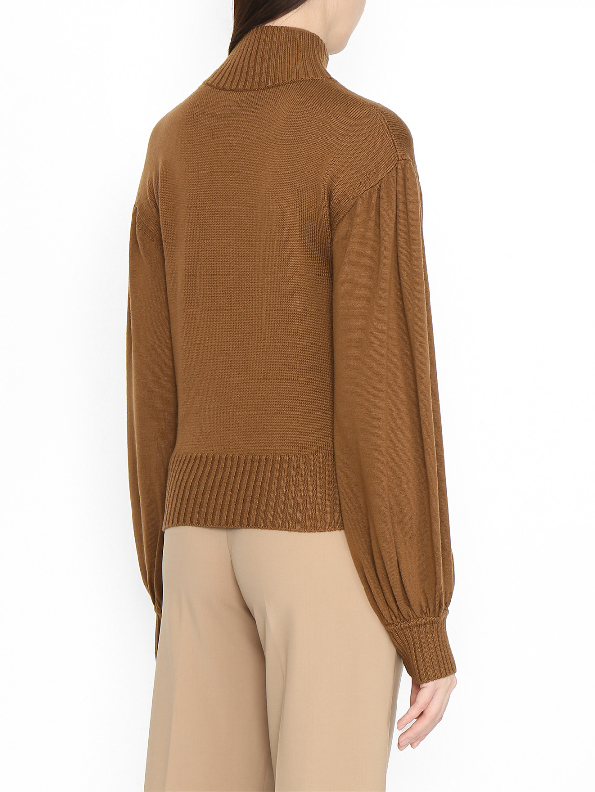 Однотонный джемпер из шерсти Max Mara  –  МодельВерхНиз1  – Цвет:  Коричневый